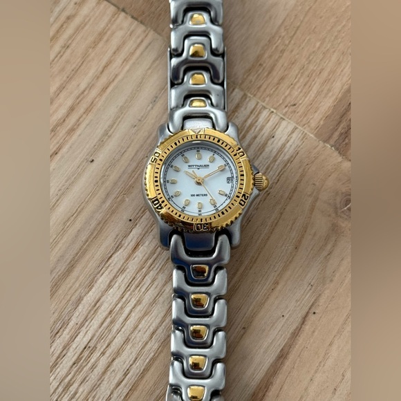 Wittnauer Rare Luxury Ladies Watch Two-Tone Bracelet Case White Dial Date